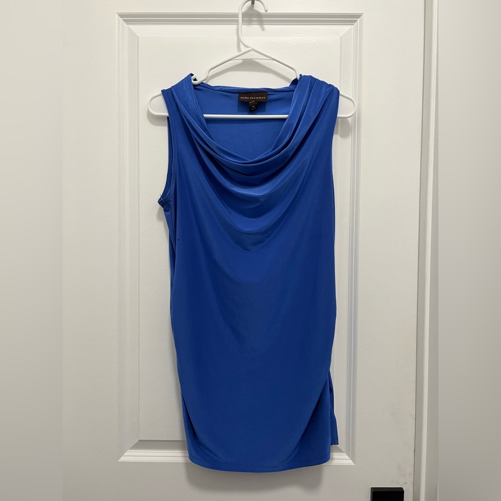 A purplish blue feminine business shirt.